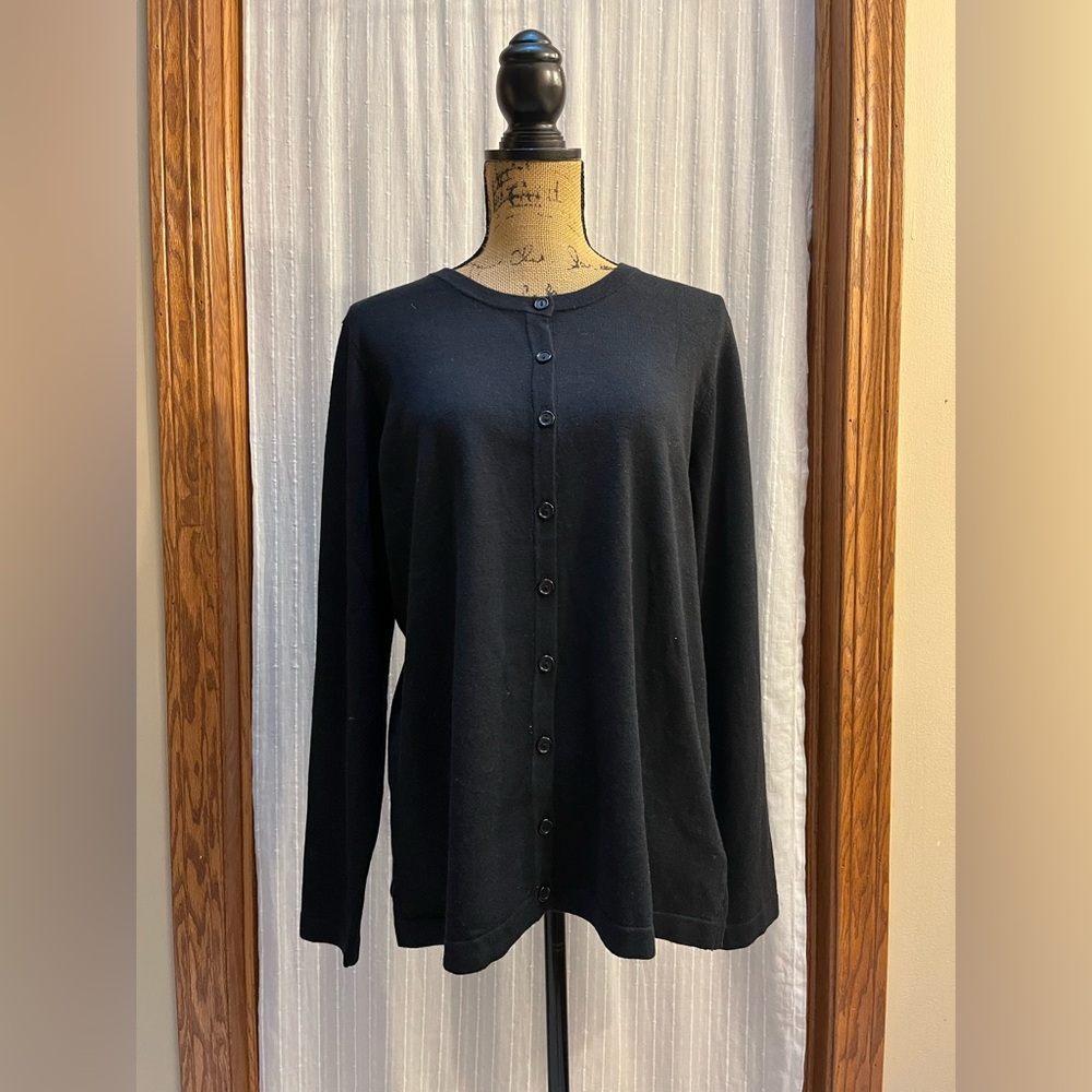 Posh knit Black silk blend Cardigan Sweater size L